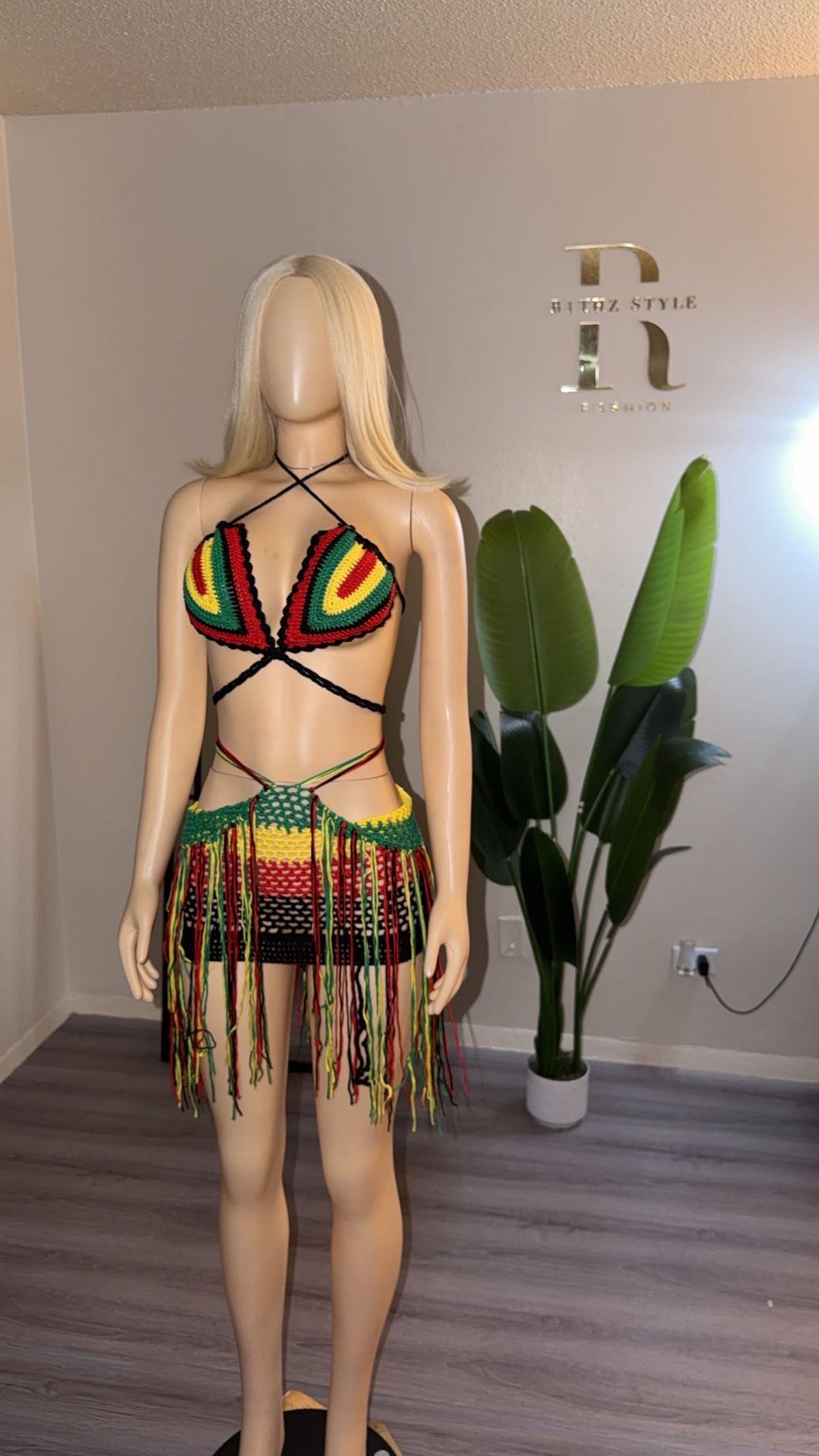 Reggae Jamminz fringe crochet skirt set