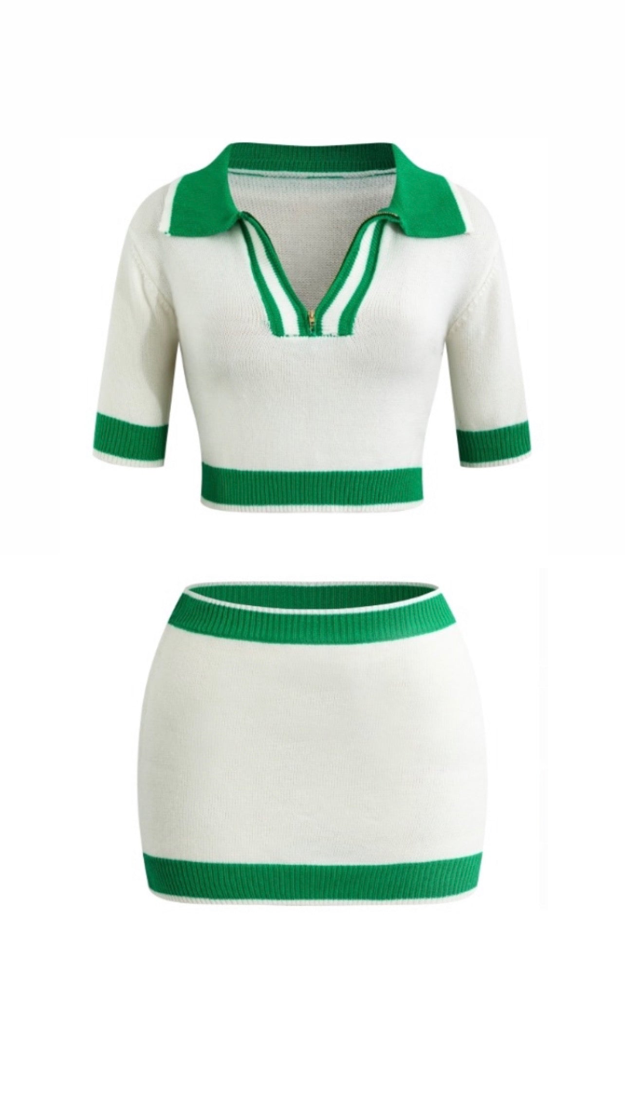 Greenry collar skirt set